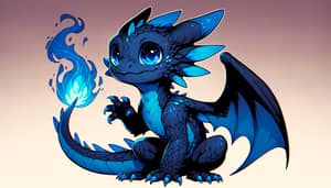 Playful Dark Blue Dragon | Vibrant Anime Style Artwork