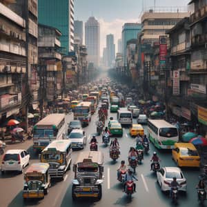 Bustling Traffic Scene in Manila, Philippines