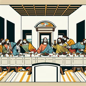 Minimalist reinterpretation of 'The Last Supper'