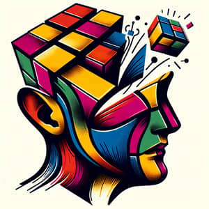 Vibrant Illustration of Rubik's Cube Creator | Surrealism Style