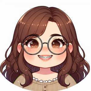 Charming Girl with Glasses and Braces | Pretty Brown Hair