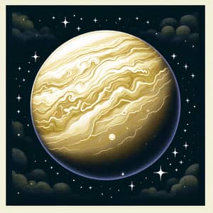 Detailed Digital Illustration of Planet Venus | Solar System Artwork