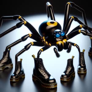 Black and Yellow Orb-Weaving Spider with Dr. Martens Boots