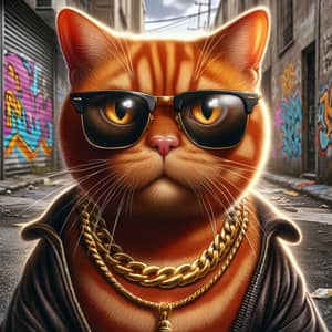 Ginger Cat Thug Life | Street Spirit Feline with Gold Chain
