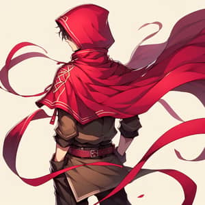 Anime-Style Robust Male Character in Scarlet Cloak
