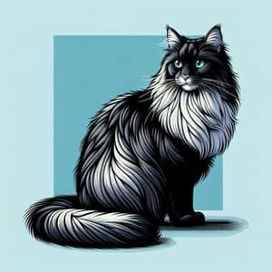 Medium-Sized Feline with Long, Sleek Fur and Green Eyes