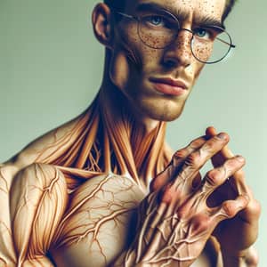Muscular Veiny Man with Spectacles | Unique Freckled Features