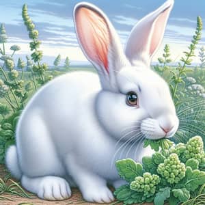 Delightful Animated Rabbit in Serene Meadow | Wildlife Illustration
