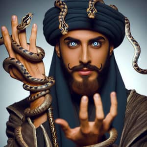 Mysterious Middle-Eastern Sorcerer with Snake-like Features