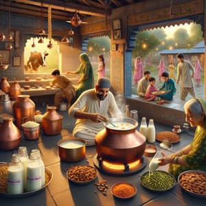 Traditional Indian Kitchen: A Colorful Scene of Joy and Aroma