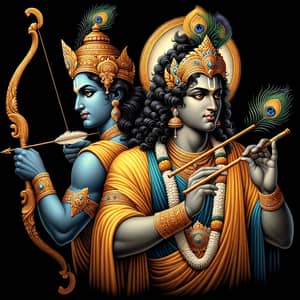 Lord Rama and Lord Krishna Art: Spiritual Harmony of Ancient India