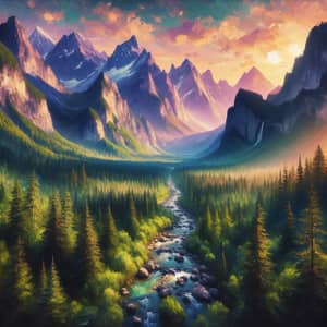 Majestic Mountain Landscape | Impressionist Artistry