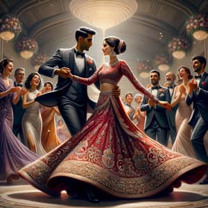 Realistic Wedding Dance: Joyful South Asian-Bla...