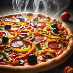 Freshly Baked Pizza with Colorful Toppings | Delicious Pizza