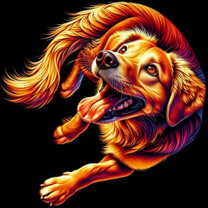 Playful Dog Sticker - Vibrant Amber Fur, Tail Wagging