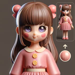 3D Realistic Toy Girl Render with Glossy Finish