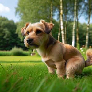 Small Brown Dog on Green Grass Field