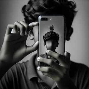 Intriguing Self-Portrait: 14-Year-Old South Asian Boy Taking iPhone Mirror Selfie