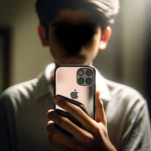 Anonymous South Asian Boy Taking Mirror Selfie with iPhone