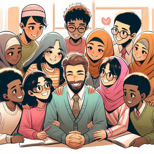 Heartfelt Homeroom Guidance Illustration with Diverse Students