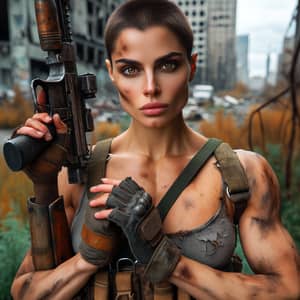 Abby - Strong Muscular Woman in Post-Apocalyptic Urban Setting