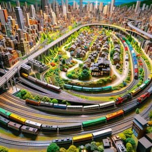 Intricate N Scale Model Train Layout: Urban and Rural Scenes