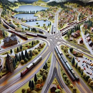 Detailed N Scale Model Train Layout - Miniature Buildings, Trees & Figurines