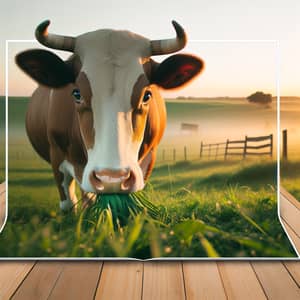 Serene Rural Landscape with Healthy Brown and White Cow