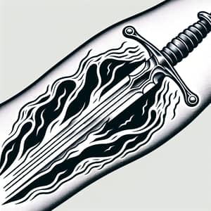 Detailed Sword Tattoo Design for Realistic Skin Piercing Effect