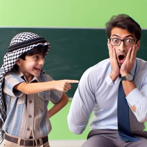 Engaging Classroom Interaction: Middle-Eastern Boy Advising Hispanic Teacher