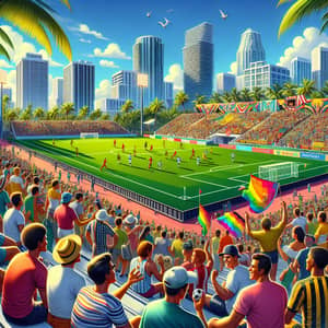 Vibrant Soccer Match in Miami | Exciting Scene with Diverse Spectators