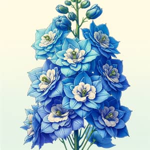 Detailed Digital Illustration of Delphinium Flower