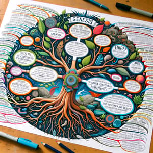 Vibrant Mind Map: Genesis Book Key Points Visualized
