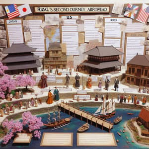 Rizal's Second Travel Abroad: Japan, US & European Countries Diorama