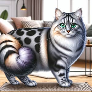 Elegant Grey Domestic Cat with Striking Green Eyes