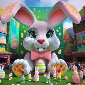 Colorful Easter Bunny Construction - Festive Pastel Scene