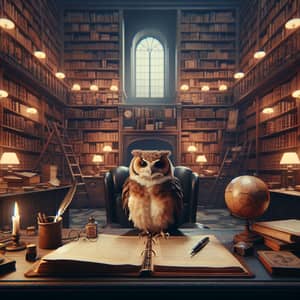 Owl in the Professor's Office Video - Enchanting Academic Setting