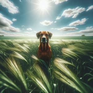 Serene Dog in Vast Field - Peaceful Images of Nature