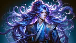 Young Man With Striking Blue-Purple Hair | Emperor Kayn Fantasy Art