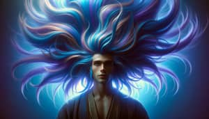 Fantasy Universe Young Man with Blue Purple Hair