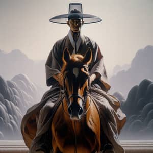 Contemporary Korean Artist Riding Brown Horse | Korean Artistry