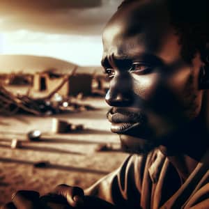 Sudanese Man Reflecting on Devastation Caused by War
