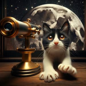 Cat Fly to the Moon - Enchanting Night Sky Leap