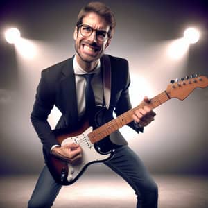 Playful Business Magnate Biting Electric Guitar | Silly Moment