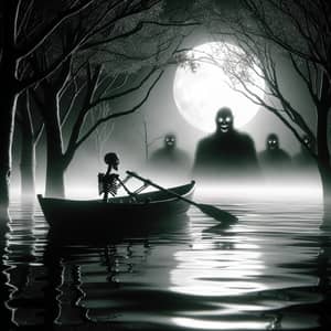 Lake Shaa Creepy Skeleton Boat Scene