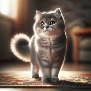Enchanting Domestic Short-Haired Grey Cat | Cozy Home Interior