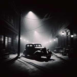 Vintage Car in Midnight Noir Setting