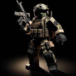 Roblox Military Character with Pistol in Dark Setting