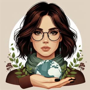 Environmental Woman with Glasses | Dark Brown Hair