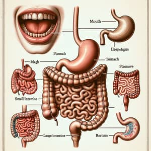 Human Digestive System: Detailed Medical Illustration